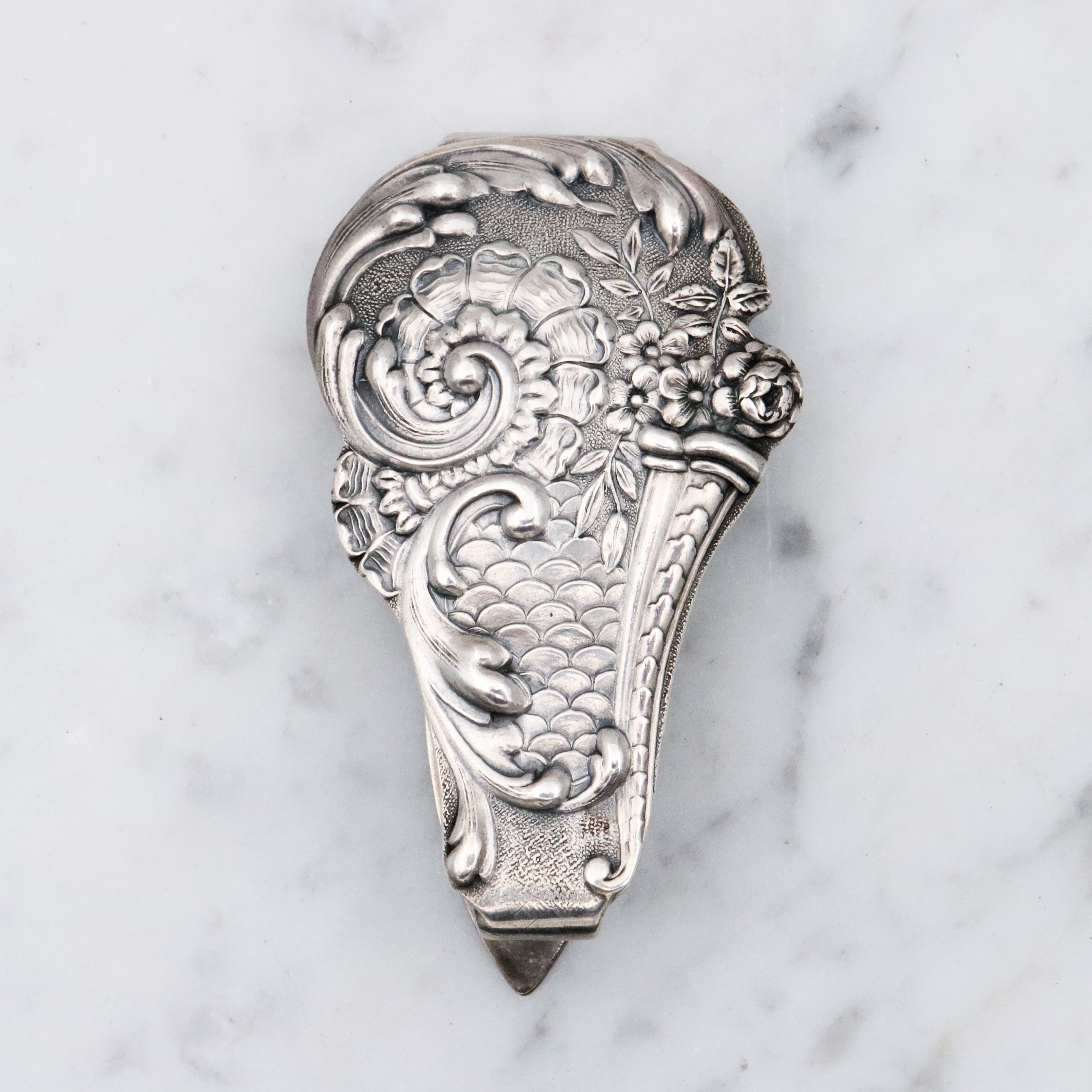 Antique Gorham sterling cornucopia chatelaine clip